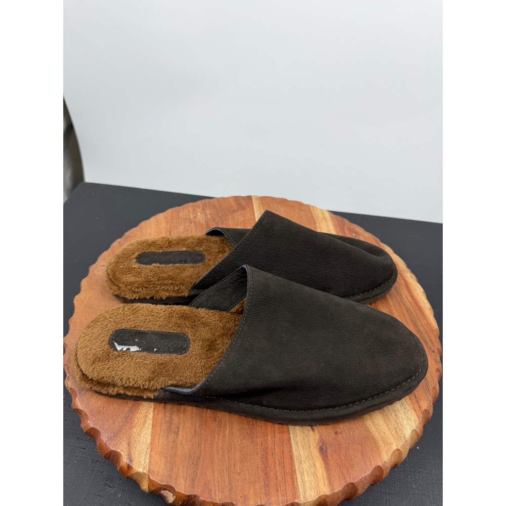 Beckett Simonon Jones Slipper Mens 9 Brown Leather Faux Fur Lined Scuff Slide